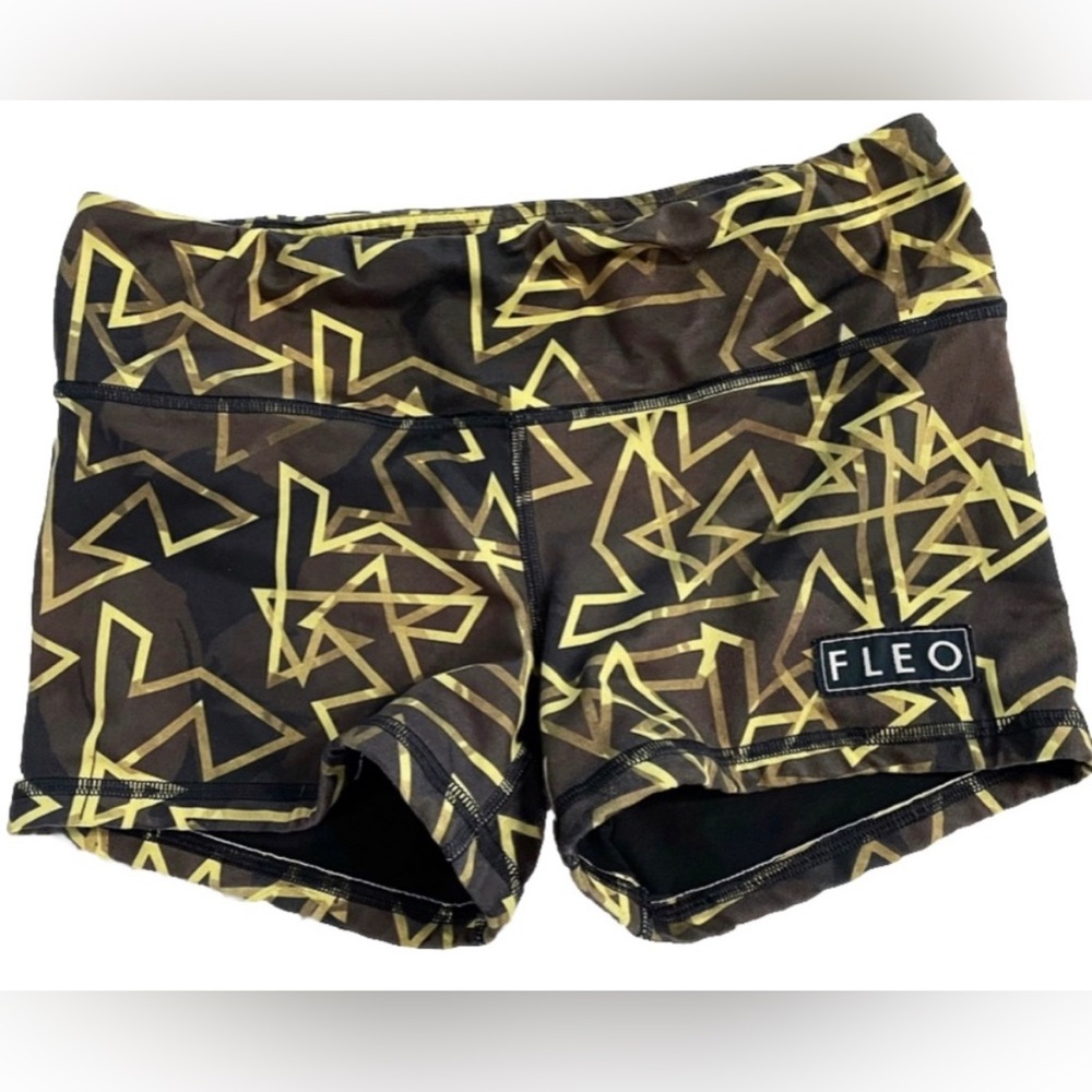 FLEO 3.25 Gold Triangles Shorts CrossFit Women’s M Black And Gold